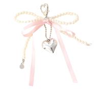 Ddujbtp Eleganter Schlüsselanhänger mit Perlen und Schleifen, praktischer Schlüsselanhänger in Herzform, Handy-Ornament, Schlüsselanhänger für Geldbörse, Handtasche, Dekoration, rose