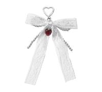 Ddujbtp Eleganter Schlüsselanhänger mit Schleife, für Damen, Retro-Stil, Perlen, Dekoration, Anhänger, Weiße Kirsche, Taschen-Organizer