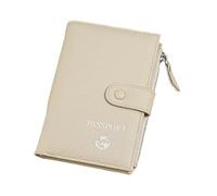 Ddujbtp Funktionelle Reisepasshülle für Reisen und den täglichen Gebrauch, praktisches Kartenetui aus PU-Leder, Münzbörse und mehrere Fächer, beige, Taschen-Organizer