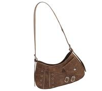 Ddujbtp Kleine Umhängetasche mit Punk-Ösen, für Damen, Motorrad, PU-Leder, Umhängetasche, Retro, Reißverschluss, Unterarm-Handtasche, khaki, Taschen-Organizer