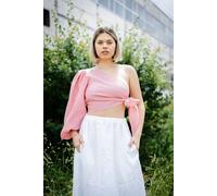 De IONESCU Das „Daia“ Crop Top aus 100 % Leinen, einschultriges, veganes Sommertop Rosa XXL