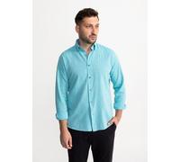 De IONESCU „Godeanu“ Leinenhemd aus französischem Leinen & Bio-Baumwolle Aqua M | 41