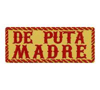 DE PUTA MADRE Spanisch Patch Biker Aufbügler/Aufnäher/Patch Spanien Bügelbilder zum annähen/aufbügeln | Geschenk Motorradfahrer Applikation für Leder-Jacke/Tasche/Weste | gelb 100x40mm