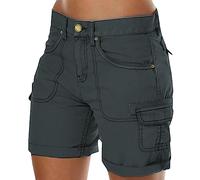 DeaAmyGline Cargo Shorts Damen Sommer - Kurze Hosen Damen Sweatshorts Bermuda Shorts Sommerhose Chino Hose mit Taschen Geknöpfte High Waist Freizeit Arbeitsshorts Cargohose Hot Pants Wandershorts