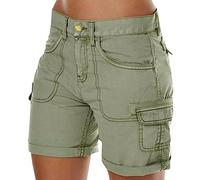 DeaAmyGline Cargo Shorts Damen Sommer - Kurze Hosen Damen Sweatshorts Bermuda Shorts Sommerhose Chino Hose mit Taschen Geknöpfte High Waist Freizeit Arbeitsshorts Cargohose Hot Pants Wandershorts