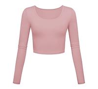 DeaAmyGline Damen Basic Langarmshirt Bauchfreie Crop Tops Langarm Enge Oberteile Slim Fit T Shirt Y2K Cropped Pullover Aesthetic Lässig Sport Yoga Tee Top Shirts Frauen Teenager Mädchen