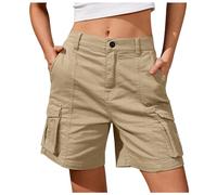 DeaAmyGline Damen Cargo Shorts Knielang - Chino Hose Damen Cargohose mit Multi-Taschen Bermuda Shorts Chinohose Cargoshorts Arbeitsshorts Freizeithose Wandershorts für Frauen in Schwarz und Grau