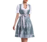 DeaAmyGline Dirndl Damen 3 Teilig - Trachtenkleid Damen Dirndlkleid Trachtenmode Grosse Grössen Trachtenrock Kleid mit Schürze und Dirndlbluse Komplettset für Oktoberfest Bayrische Trachten