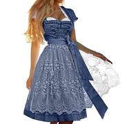 DeaAmyGline Dirndl Damen 3 Teilig - Trachtenkleid Damen Dirndlkleid Trachtenmode Grosse Grössen Trachtenrock Kleid mit Schürze und Dirndlbluse Komplettset für Oktoberfest Bayrische Trachten