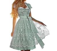 DeaAmyGline Dirndl Damen 3 Teilig - Trachtenkleid Damen Dirndlkleid Trachtenmode Grosse Grössen Trachtenrock Kleid mit Schürze und Dirndlbluse Komplettset für Oktoberfest Bayrische Trachten
