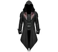 DeaAmyGline Herren Gothic Frack Steampunk Jacke - Mittelalter Gehrock Mantel mit Kapuze Viktorianisch Punk Kleidung Palast Renaissance Halloween Kostüm Karneval Cosplay Smoking Anzüge Praty