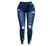 DeaAmyGline Jeans Damen High Waist - Jeans Damen Sommer Stretch Jeanshose Lang mit Löchern Skinny Stretch Push Up Po Slim fit Denim Hose Große Größen Sexy Damenjeans Zerrissene Jeans Hosen Frauen