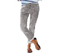 DeaAmyGline Jeans Damen Low Waist - Jeans mit Gummizug Damen Jeanshose Damen Lang Straight Leg Vintage Destroyed Denim Hose Damenjeans Boyfriend Freizeithose Falten Streifen Lose Jeans Hosen Frauen