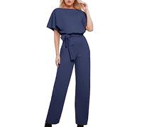 DeaAmyGline Jumpsuit Damen Elegant Festlich - Hosenanzug Damen Sommer Overall Playsuit Fledermausärmel mit Gürtel Weites Bein Hosen Lang Romper Einteiler Hose Sommerhose Strampler Jumpsuits