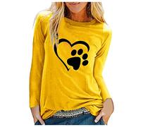 DeaAmyGline Langarmshirt Damen Pullover Rundhals Oversized Sweatshirt Hund Mama Shirt Langarm Rundhals Große Größen Langarmshirts für Mädchen die Hunde Lieben Oberteil Tunika Top Bluse Sportshirt