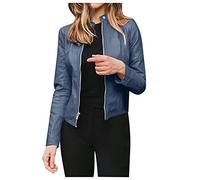 DeaAmyGline Lederjacke Damen Kurz Kunstleder Bikerjacke Reverskragen Motoradjacke Leder Jacke Übergangsjacke für Herbst Winter Mantel Damenjacken