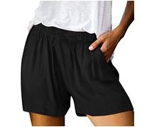 DeaAmyGline Leinen Shorts Damen Sommer - Kurze Hose Damen Leicht und Luftig Leinenshorts Damen mit Taschen Bequeme Lose Elastische Taille Hotpants Strandshorts Damenshorts Frauen Teenager Mädchen