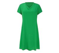 DeaAmyGline Leinenkleid Damen Sommer Sommerkleid Leicht und Luftig T Shirt Kleid Knielang Blusenkleid V Ausschnitt Casual Lose Tunika Midikleid Freizeitkleid Baumwolle Leinen Kleider