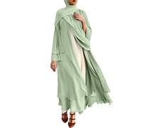DeaAmyGline Muslimische Kleider Damen Lang Abaya Muslim Maxikleid Chiffon Kleid Cardigan Gebetskleid Ramadan Kleidung Islamische Türkische Kaftan in Voller Länge Gebetskleidung für Frauen