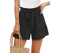 DeaAmyGline Paperbag Shorts Damen Sommer - Kurze Hosen Damen Weites Bein Sommerhose Leicht Luftige Musselin Hose High Waist mit Taschen Baggy Wide Leg Freizeit Strandshorts