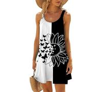 DeaAmyGline Sommerkleid Damen Kurz Strandkleid Sommer Trägerkleid Leicht und Luftig Boho Kleid Sexy Minikleid Blumen Hawaii Urlaub Camisole Kleider A Linien Freizeitkleid Partykleid für Fauen