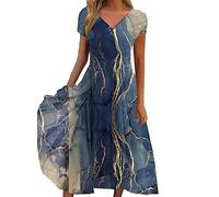 DeaAmyGline Sommerkleid Damen V Ausschnitt Abendkleid Lang Kleid Elegant Chiffon Swing Cocktailkleid Moderne Festliche Kleider für Frauen Hochzeitsgast Abendkleider Brautjungfernkleider Partykleid