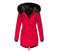 DeaAmyGline Winterjacke Damen Lang mit Fellkapuze Warm Gefütterte Winter Jacke Mantel Parka Lässig Wintermantel Fleece Dicke Winterparka Daunenjacke Trenchcoat Baumwolljacke Outdoorjacke