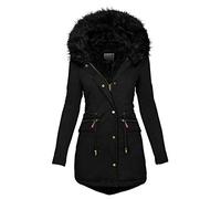 DeaAmyGline Winterjacke Damen Lang mit Fellkapuze Warm Gefütterte Winter Jacke Mantel Parka Lässig Wintermantel Fleece Dicke Winterparka Daunenjacke Trenchcoat Baumwolljacke Outdoorjacke