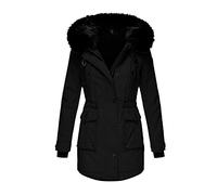 DeaAmyGline Winterjacke Damen Lang Winter Jacke Mantel Parka mit Fellkapuze Fleece Gefüttert Verdicken Warme Plüsch Futter Wintermantel Winterparka Fleecejacke Baumwolljacke Kapuzenjacke Daunenjacke