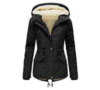 DeaAmyGline Winterjacke Damen Teddyfell Gefüttert Winter Jacke Parka Warme Wintermantel mit Fellkapuze Dicke Mantel Kapuzenjacke Winterparka Damenjacken Baumwolljacke
