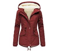 DeaAmyGline Winterjacke Damen Teddyfell Gefütterte Winter Jacke Mantel Parka Warme Wintermantel mit Fellkapuze Dicke Teddyfleece Gefüttert Kapuzenjacke Winterparka Baumwolljacke Daunenjacke