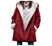 DeaAmyGline Wintermantel Damen Winter Jacke Mantel Sam Warm Teddyfleece Gefüttert Winterjacke mit Kapuze Hornschnalle Tasche Fleecejacke Parka Overcoat Große Größen S-5XL Damenjacken