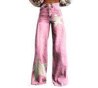 Deal des Tages Heute Outlet Angebote Sale Jeans Damen High Waist Weites Bein Hose Große Größen Stretch Baggy Mom Jeans Wide Leg Frauen Sommer Bequem Sommerhose Freizeithose Top Deals des Tages