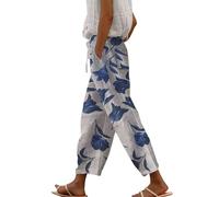 Deal Des Tages Reise Must Have Leinenhose Damen 7/8 Sommerhosen Leicht Und Luftig Große Größen Lockere Hosen Lässige Bequeme Freizeithose Lang Strandhose Leinen Baumwoll Hose Tagesangebote Heute