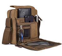 dealcase Umhängetasche aus Segeltuch, Vintage-Stil, lässig, Mehrzweck-Kuriertasche, Geldbörse, Aktentasche, Reise-Organizer, Tasche, mehrere Taschen, Kaffeebraun