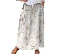 Deals of The Day Angebote des Tages Heute Midi Rock Damen Damenrock Aus Leinen Mit Und Blumenmuster Im -Stil Jeansrock Fransen Sale Damen