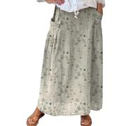 Deals of The Day Sommer Rock Damen Luftig Lang Damenrock Aus Leinen Mit Und Blumenmuster Im Retro-Stil Lange Röcke Eng Unter 10 Euro Artikel