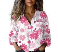 Deals of The Day Women Bluse Damen Langarm, Elegant Lange Ärmel Hemdbluse Damenblusen V-Ausschnitt Hemd Blusenshirt Langarmshirt Oberteile Tops Boho Druck Tunika Shirt Sale Angebote