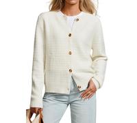 DEARCASE Damen Strickjacken Cardigan Lange Ärmel Leichtgewichtig Knopfverschluss Offene Front Strickpullover Damen Oberteile Rippstrick Rollkragen Cardigan für Damen, X-Large White