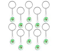 DEARMAMY 10 Stück Metall Schlüsselanhänger mit Grünem Vierblättrigem Kleeblatt Glücksbringer zum St Patrick's Day Taschenanhänger mit Schlüsselring Partydekoration und Gastgeschenk