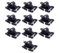 DEARMAMY 10 Stück Outdoor Rucksackzubehör Wasserclip für Trinkflaschen | 360 Grad Drehbar, Verstellbare Klemme für Schlauchführung, Kunststoff, Schwarz, Leicht und Robust