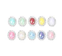 DEARMAMY 10 Stück Teiliges Ovale Schmuck dekorationssticker aus Langlebiger Legierung mit Ab perlen und Strasssteinen Silberfarbene DIY Schmuckzubehör für Damen für Basteln Hochzeiten und