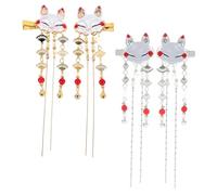 DEARMAMY 2 Paar Hanfu Haarspangen mit Fuchsmotiv und Quasten Traditioneller Chinesischer Haarschmuck für Damen und Mädchen Festliche Haarnadel für Hochzeit Party und Alltag