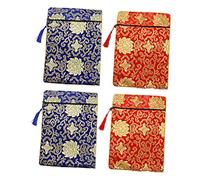 DEARMAMY 2 Sätze Büchertasche Stickerei Vintage Geldbörse Kleidersack Dekorative Kleidung Für Den Tempel Schmuck Geldbörse Mit Reißverschluss Seidenblumenbeutel Rot 2 Stück * 2