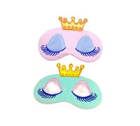 DEARMAMY 2 Stück Cartoon Schlafmaske mit Langem Wimpern design Weiche Plüsch augenbinde Tiara Schlafaccessoire Lichtblockierend Verstellbares Band für Damen und Mädchen Blau