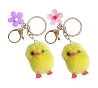 DEARMAMY 2stücke Plüsch Hühner Schlüsselanhänger Realistische Mini Ornamente Für Taschen Als Niedliches Accessoire Und Deko Für Ostereier Gelbe Flauschige Hühnerfiguren