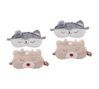 DEARMAMY 2stücke Schlaf Augenmaske aus Plüsch mit Hirsch und Hundemotiven für Reisen Schlafen und Entspannen Bequeme Augenbinde für Störfreien Schlaf