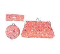 DEARMAMY 3 Stück Teiliges Kosmetiktaschen Set mit Spiegel Chinesischer Stil Lippenstift Hülle und Make Up Organizer für Reisen Schule