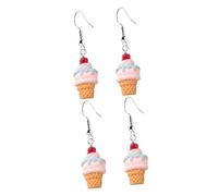 DEARMAMY 4 Paare Ohrringe Schmuck Für Frauen Ohrringe Perlentee- Halskette Kreative Eistüte 3d-eiscreme- Frauen Ohrtropfen Damen Ohrschmuck Plastik