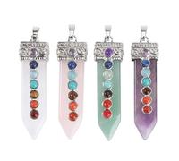 DEARMAMY 4 STÜCKE Natürliche Kristall Chakra Anhänger Zierliche Halskette Schmuck Farbige Edelstein Pendants Kleines Design Damen Kette Anhänger für Stilvolle Halsketten